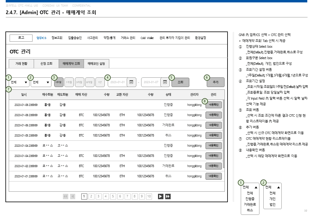 OTC 화면정의서