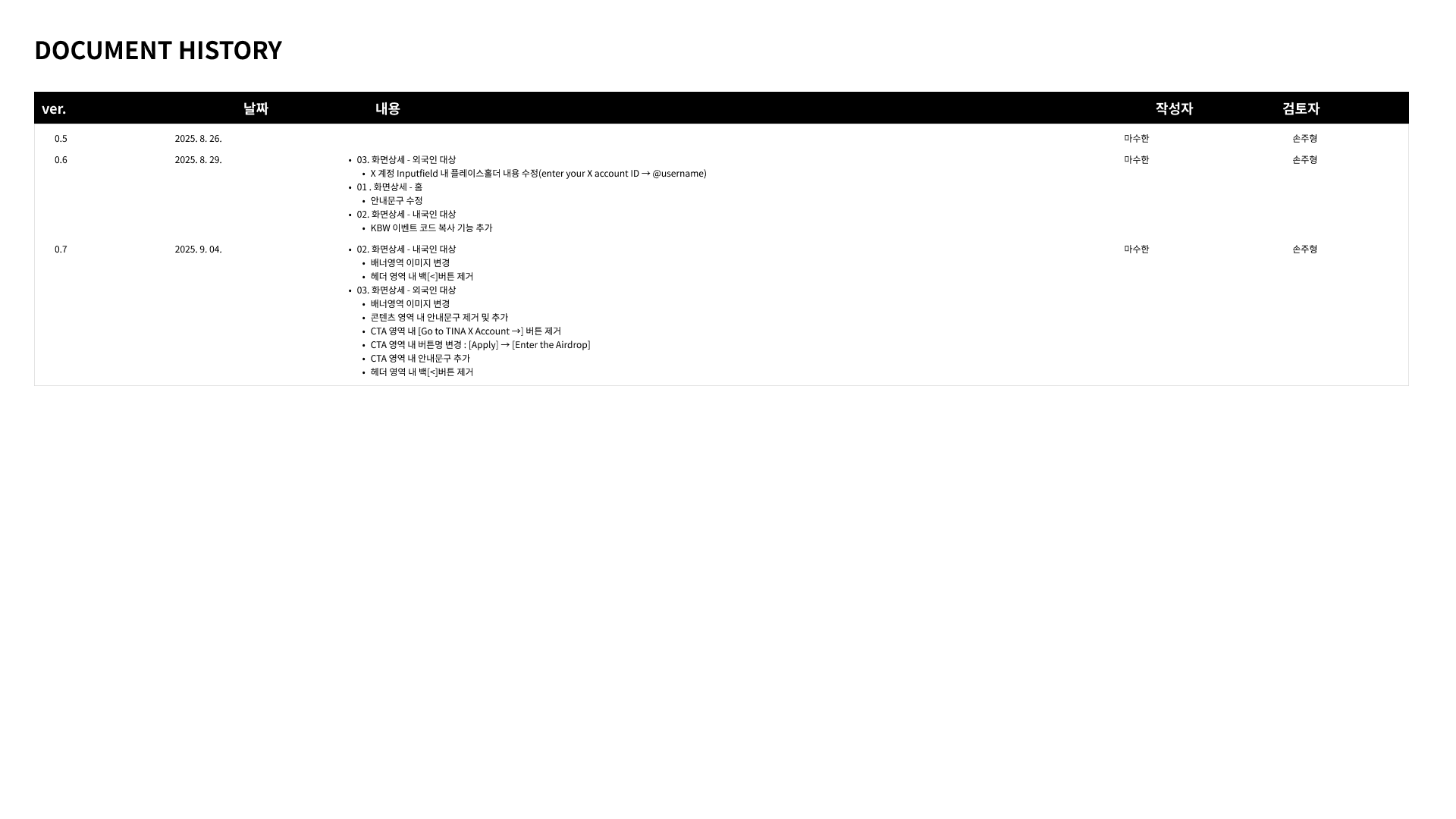 이벤트 웹 화면정의서·UI